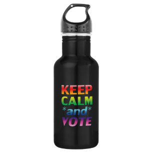 keep calm and vote rainbow typography lgbt black 532 ml water bottle