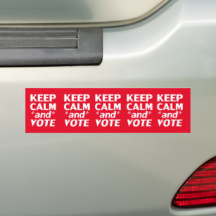 keep calm and vote red and white modern bumper sticker
