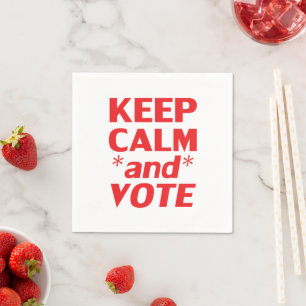 Keep calm and vote red modern typography fun party napkin