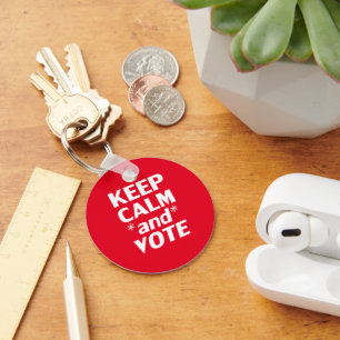 "Keep Calm and Vote" red white Key Ring