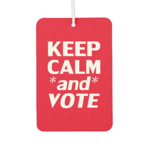 Keep calm and vote red white modern typography car air freshener