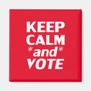 keep calm and vote typography modern white and red magnet