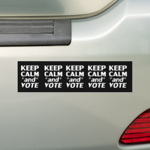 keep calm and vote typography modern white black bumper sticker