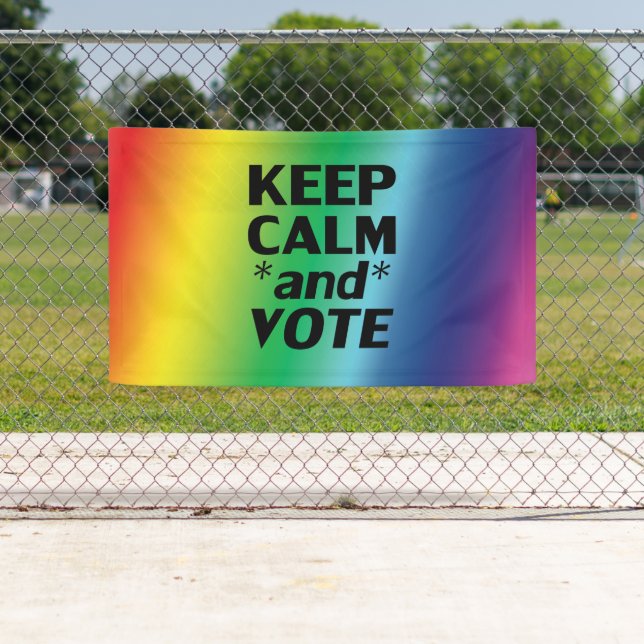 keep calm and vote typography rainbow gradient banner (Insitu)