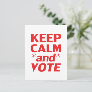 Keep calm and vote white and red modern typography postcard