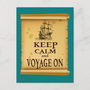 Keep Calm and Voyage On fun unique print Postcard