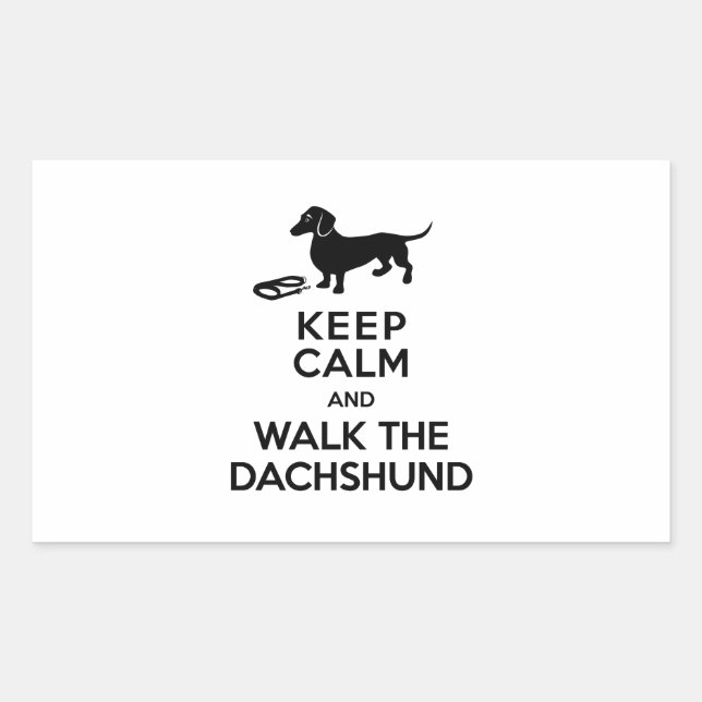 Keep Calm and Walk the Dachshund - Cute Doxie Rectangular Sticker (Front)