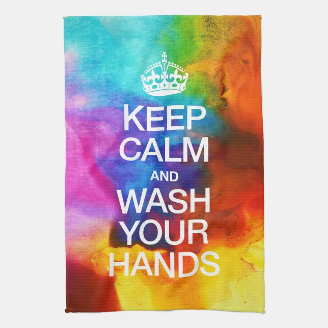 KEEP CALM AND WASH YOUR HANDS | WATERCOLOR TEA TOWEL (Vertical)