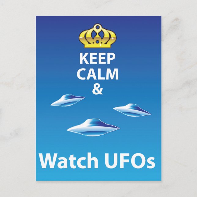Keep Calm and Watch UFOs vector Postcard (Front)