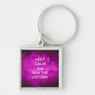 KEEP CALM and WIN THE LOTTERY PURPLE SKY Key Ring