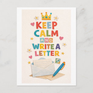 "Keep Calm and Write a Letter" Postcard