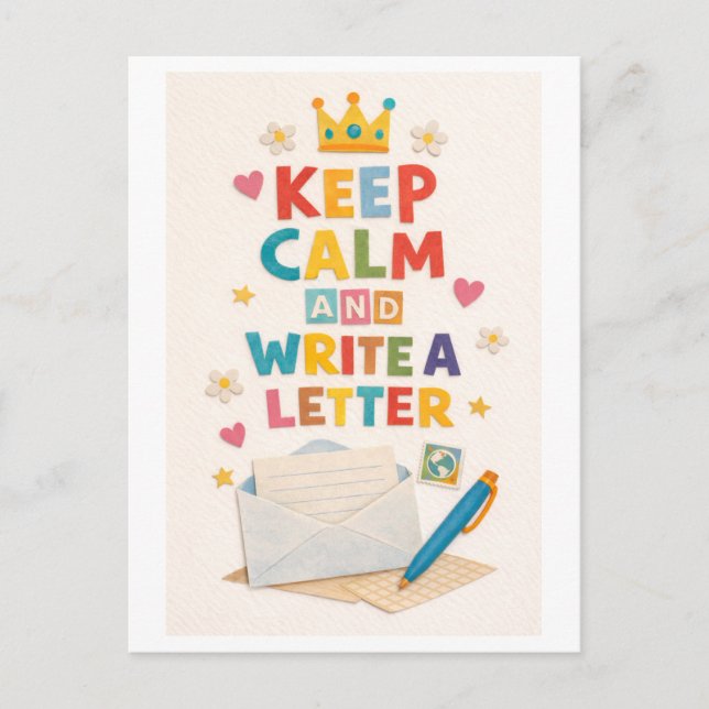 "Keep Calm and Write a Letter" Postcard (Front)