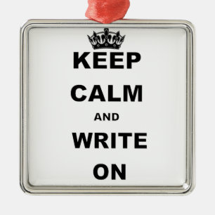 KEEP CALM AND WRITE ON METAL TREE DECORATION