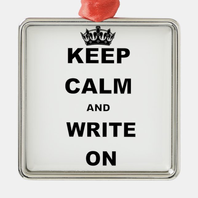 KEEP CALM AND WRITE ON METAL TREE DECORATION (Front)