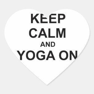 Keep Calm and Yoga On black blue grey Heart Sticker