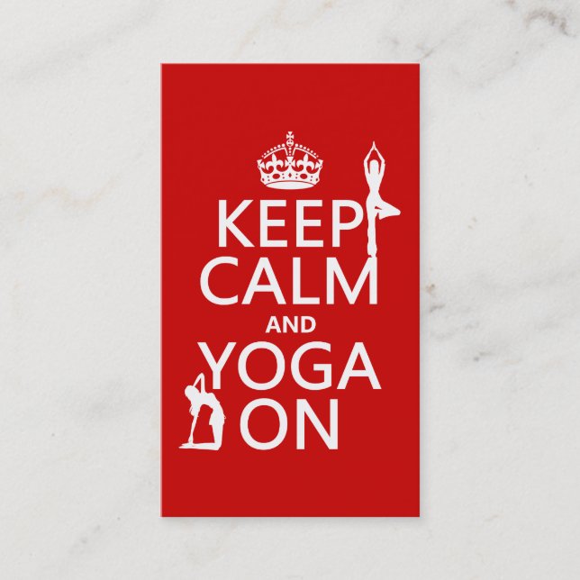 Keep Calm and Yoga On (customise colours) Business Card (Front)