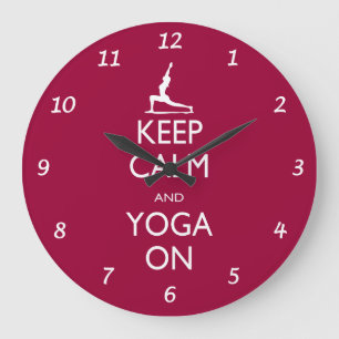 Keep Calm and Yoga On Large Clock
