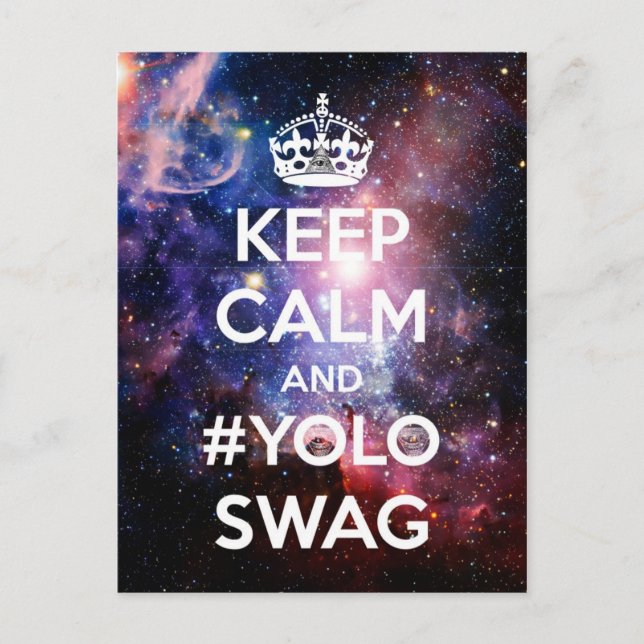 Keep calm and #yoloswag postcard (Front)
