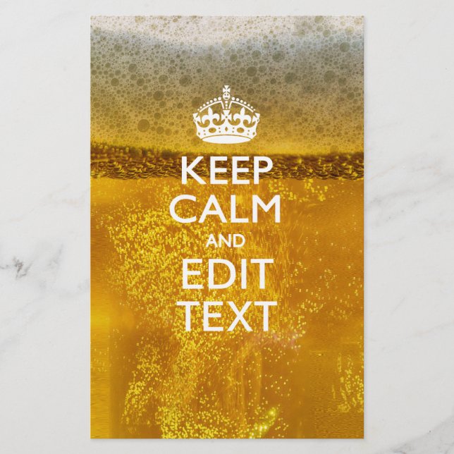 Keep Calm And Your Text for some Cold Beer Stationery (Front)