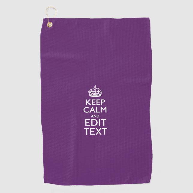Keep Calm And Your Text on Accent Purple  Golf Towel (Front)