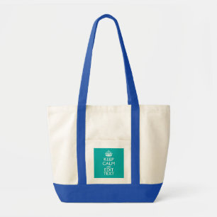Keep Calm And Your Text on Accent Turquoise Tote Bag