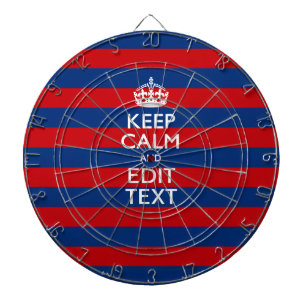 KEEP CALM AND Your Text on Blue Stripes Dartboard
