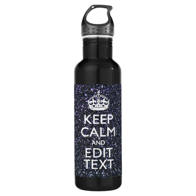 Keep Calm and Your Text on Midnight Black 710 Ml Water Bottle (Front)