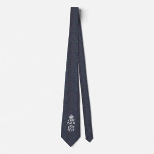 Keep Calm and Your Text on Midnight Print Tie