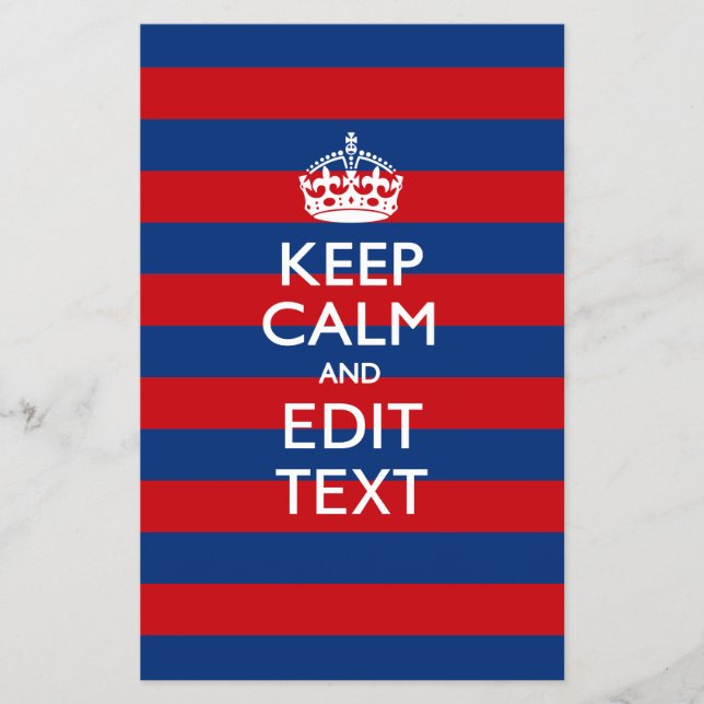 KEEP CALM AND Your Text on Red Blue Stripes Flyer (Front)