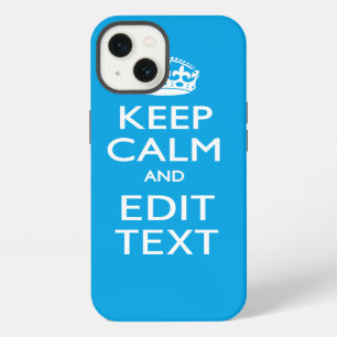 Keep Calm And Your Text on Sky Blue Background iPhone Case