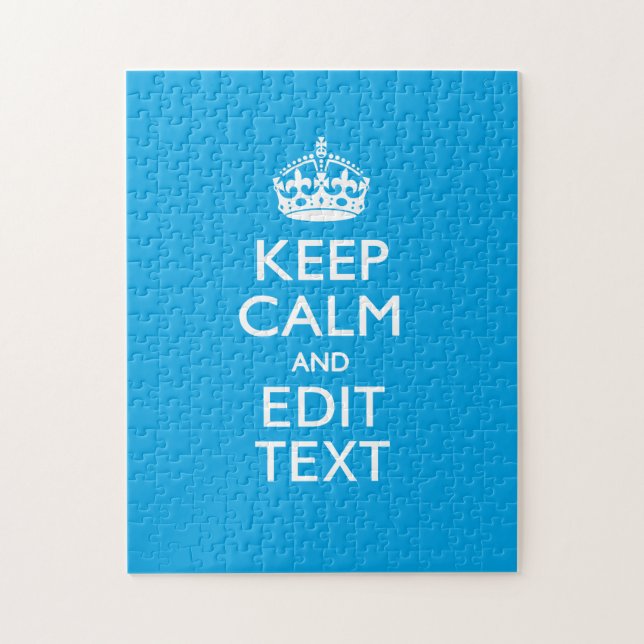 Keep Calm And Your Text on Sky Blue Decor Jigsaw Puzzle (Vertical)