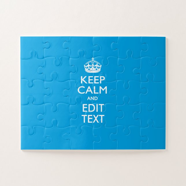Keep Calm And Your Text on Sky Blue Jigsaw Puzzle (Horizontal)