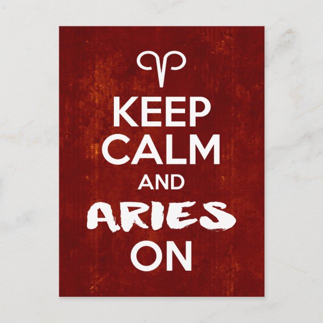 Keep Calm Aries On Birthday Astrology Postcard (Front)