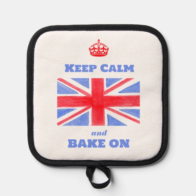 Keep Calm Bake On Union Jack British Flag  Pot Holder (Front)