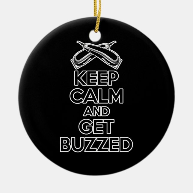 Keep Calm: Barber Humour Ceramic Ornament (Front)