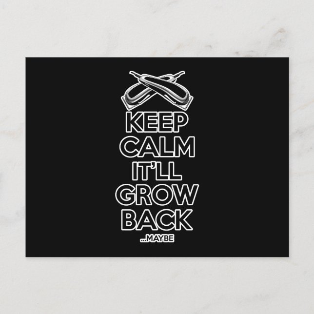 Keep Calm: Barber Shop Humour Postcard (Front)