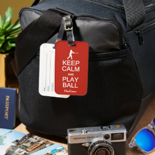 Keep Calm Baseball custom name & colour Luggage Tag