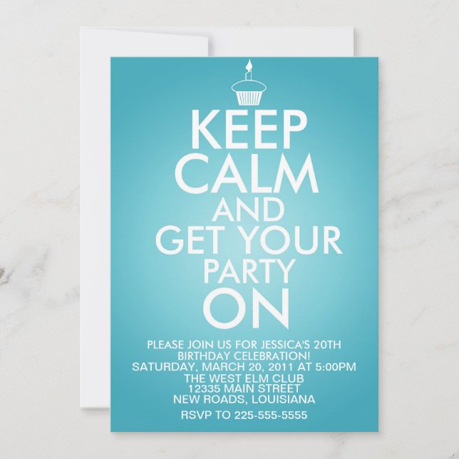 Keep Calm Birthday Invitation (Front)