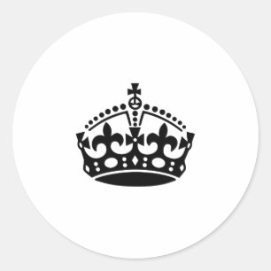 Keep calm black victory crown classic round sticker