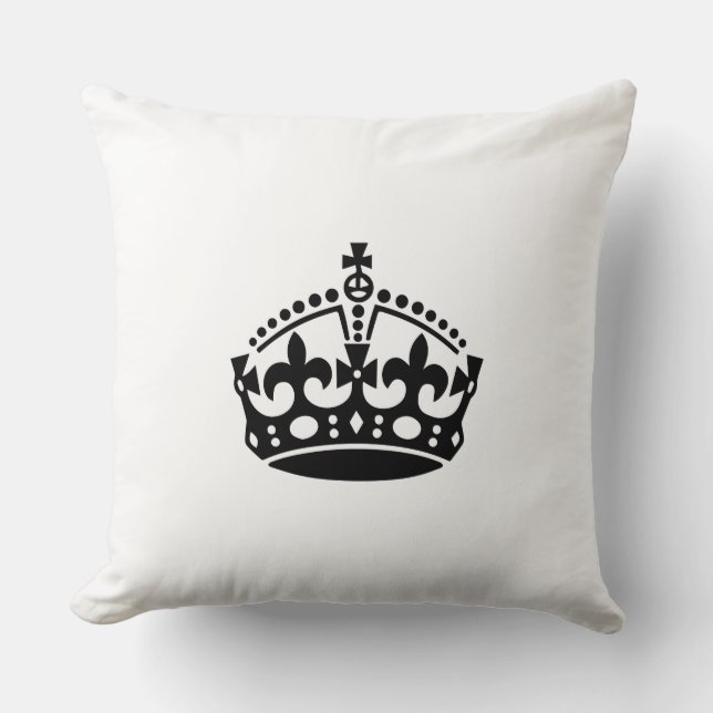 Keep calm black victory crown cushion (Front)
