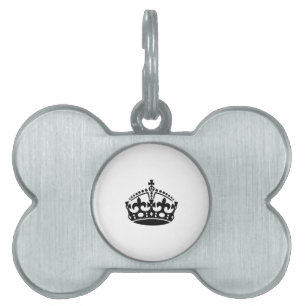 Keep calm black victory crown pet tag