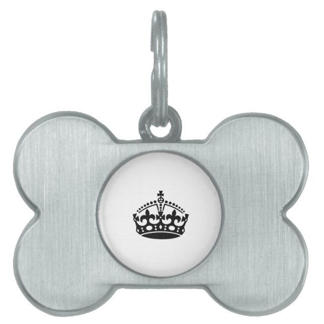 Keep calm black victory crown pet tag (Front)