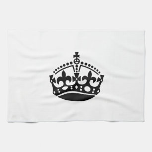 Keep calm black victory crown tea towel