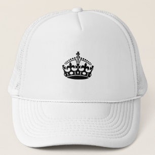 Keep calm black victory crown trucker hat