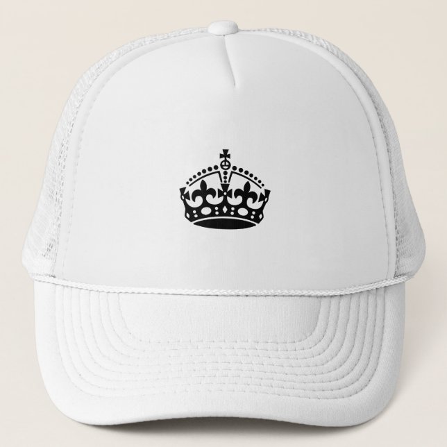 Keep calm black victory crown trucker hat (Front)