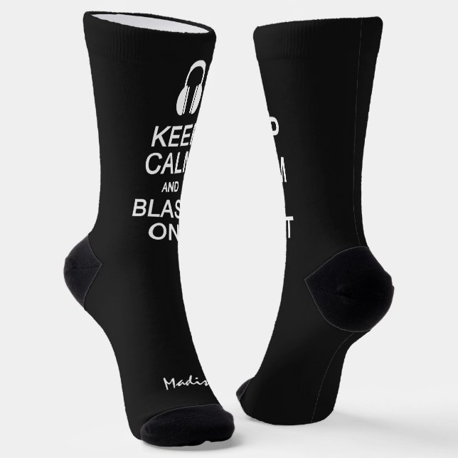 Keep Calm & Blast On custom name & colour Socks (Angled)