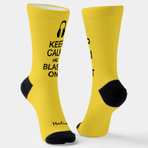Keep Calm & Blast On custom name & colour Socks