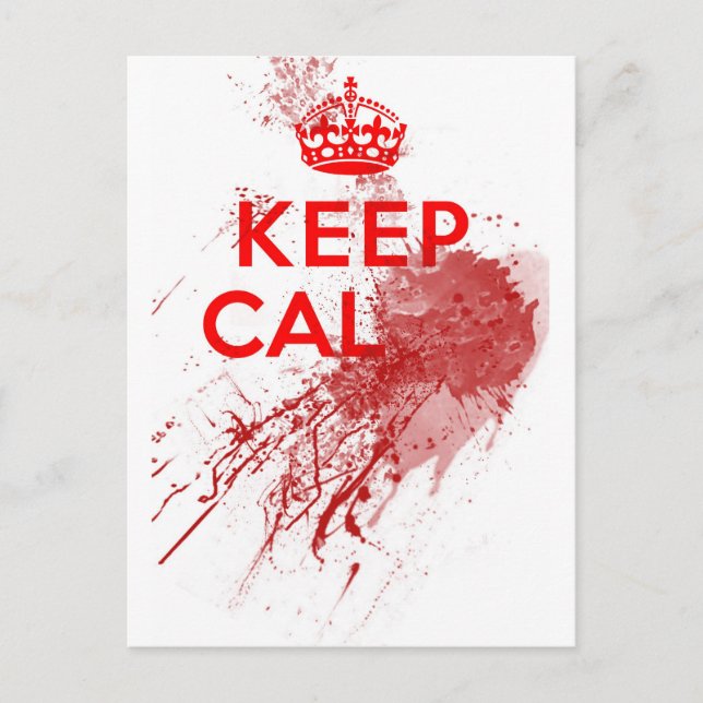 Keep Calm Bloody Zombie Postcard (Front)