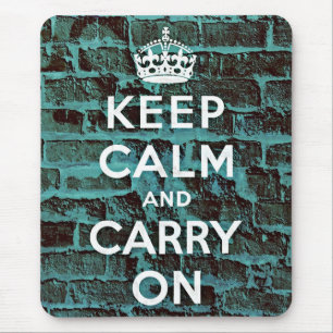 Keep Calm Blue Brick Grunge Mouse Pad