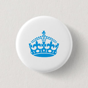 Keep calm blue victory crown 3 cm round badge